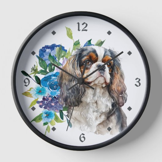 Blue Floral Cavalier King Charles Spaniel Dog (Voorkant)