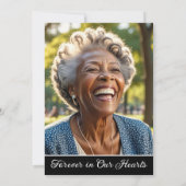 Blue Floral Celebration Of Life 2 Photos Funeral  Kaart (Achterkant)