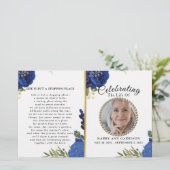Blue Floral Celebration of Life Programme (Staand voorkant)