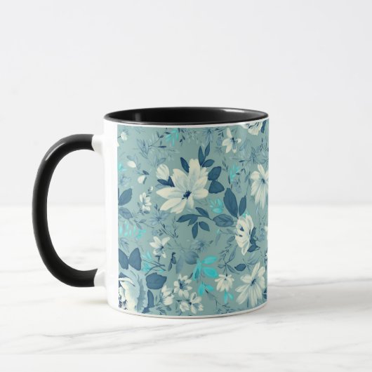 Blue Floral Ceramic Mok (Links)