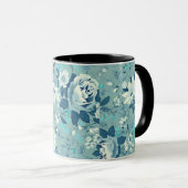 Blue Floral Ceramic Mok (Voorkant rechts)