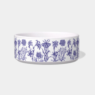 Blue Floral Ceramic Pet Bowl Voerbakje