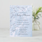 Blue Floral Cherry Blossom Baby shower Kaart (Staand voorkant)