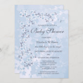 Blue Floral Cherry Blossom Baby shower Kaart (Voorkant / Achterkant)