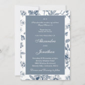 Blue Floral Chinoiserie Christian Wedding Kaart (Voorkant)