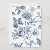 Blue Floral Chinoiserie Christian Wedding Kaart (Achterkant)
