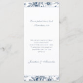 Blue Floral Chinoiserie Christian Wedding Menu (Achterkant)