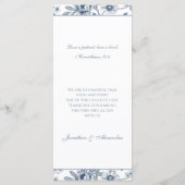 Blue Floral Chinoiserie Christian Wedding Menu (Achterkant)