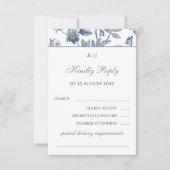 Blue Floral Chinoiserie Christian Wedding RSVP (Voorkant)