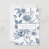 Blue Floral Chinoiserie Christian Wedding RSVP (Achterkant)