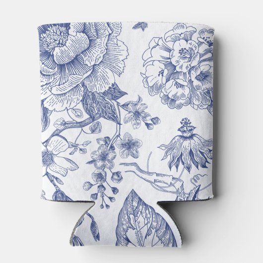 Blue Floral Chinoiserie Initiaal bruiloft Koelbox Blikjeskoeler (Achterkant)