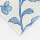 Blue Floral Chinoiserie Peony Pattern Fleece Blank Deken (Hoek)