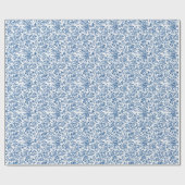 Blue Floral Chinoiserie Toile Cadeaupapier (Vlak)