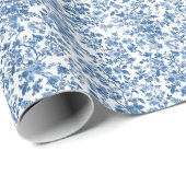 Blue Floral Chinoiserie Toile Cadeaupapier (Rol Hoek)