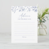 Blue Floral Chinoiserie Vrijgezellenfeest Advies K Kaart (Staand voorkant)