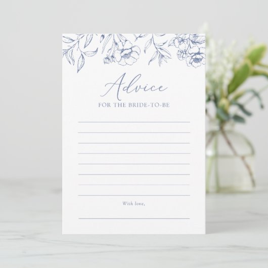Blue Floral Chinoiserie Vrijgezellenfeest Advies K Kaart (Staand voorkant)