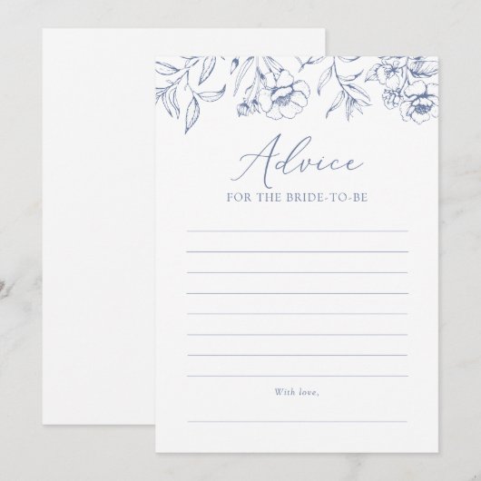 Blue Floral Chinoiserie Vrijgezellenfeest Advies K Kaart (Voorkant / Achterkant)