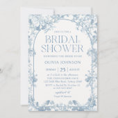 Blue Floral Chinoiserie Vrijgezellenfeest Kaart (Voorkant)