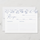 Blue Floral Chinoiserie Vrijgezellenfeest Recept K Kaart (Voorkant)