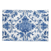Blue Floral Chinoiserie White Watercolor Kussensloop (Achterkant)
