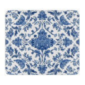 Blue Floral Chinoiserie White Watercolor Snijplank (Voorkant)