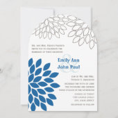 Blue Floral Chrysanthemum Wedding Invitations Kaart (Voorkant)