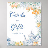Blue Floral & Citrus Tea Party Kaarten en geschenk Poster (Voorkant)