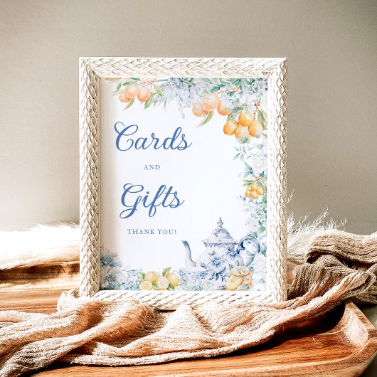 Blue Floral & Citrus Tea Party Kaarten en geschenk Poster