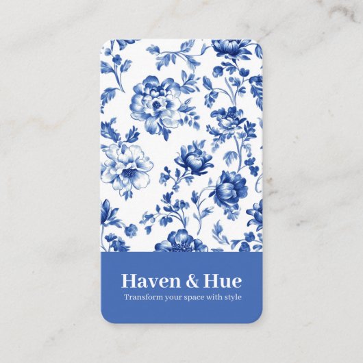Blue Floral Classic Delfts Blauw Patroon Visitekaartje (Voorkant)