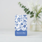 Blue Floral Classic Delfts Blauw Patroon Visitekaartje (Staand voorkant)
