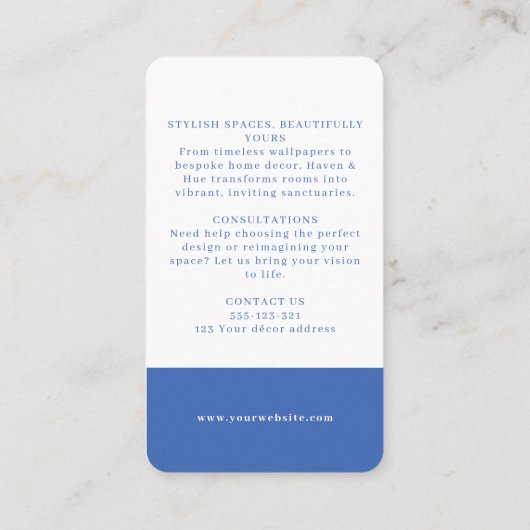 Blue Floral Classic Delfts Blauw Patroon Visitekaartje (Achterkant)