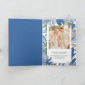 Blue Floral Classic Wedding Gevouwen Uitnodiging (Binnen)