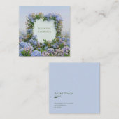 Blue Floral Cluster Geometric Frame Whimsical Vierkante Visitekaartje (Voorkant / Achterkant)