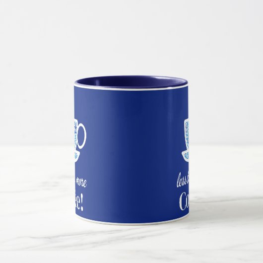 Blue Floral Coffee Cup met een speelse boodschap Mok (Midden)