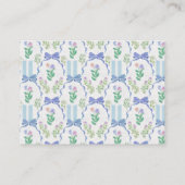 Blue Floral Coquette Tea Party Vrijgezellenfeest Informatiekaartje (Achterkant)