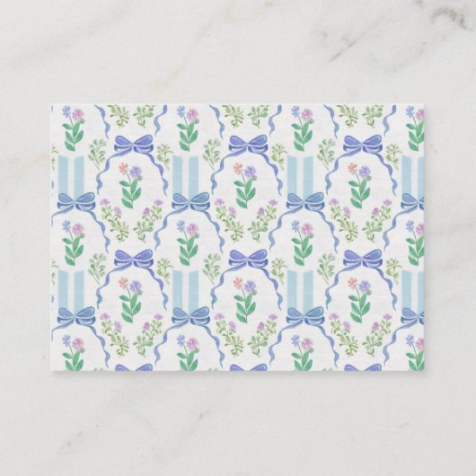 Blue Floral Coquette Tea Party Vrijgezellenfeest Informatiekaartje (Achterkant)