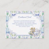 Blue Floral Coquette Tea Party Vrijgezellenfeest Informatiekaartje (Voorkant)