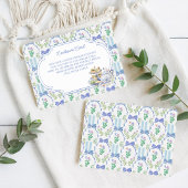 Blue Floral Coquette Tea Party Vrijgezellenfeest Informatiekaartje