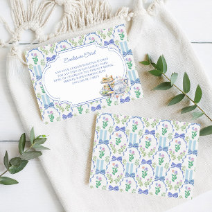Blue Floral Coquette Tea Party Vrijgezellenfeest Informatiekaartje