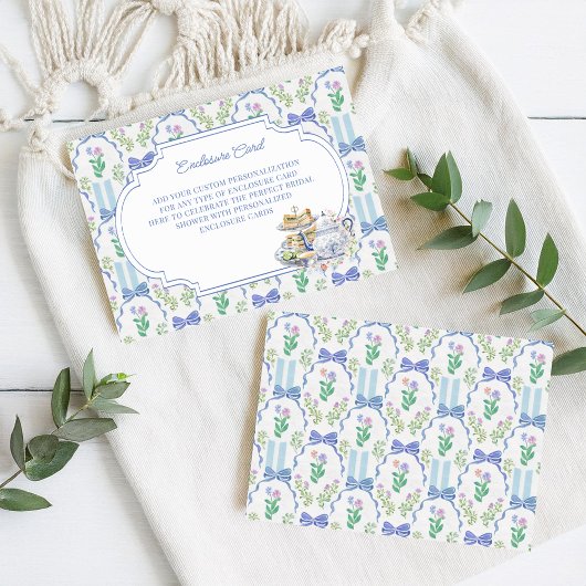 Blue Floral Coquette Tea Party Vrijgezellenfeest Informatiekaartje
