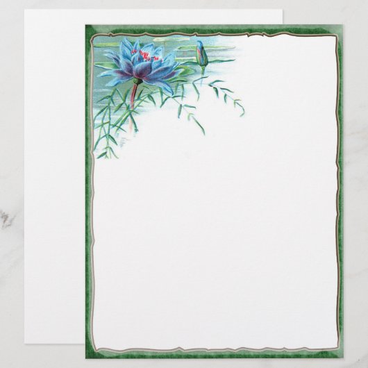 Blue Floral Corner Letterhead (Voorkant / Achterkant)