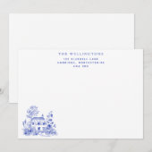  Blue Floral Cottage familie Notitiekaartje (Voorkant / Achterkant)