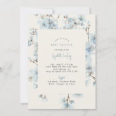 Blue Floral Cream Baby shower Kaart (Voorkant)