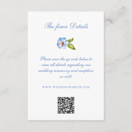 Blue Floral Crest Wedding Details QR Code Informatiekaartje