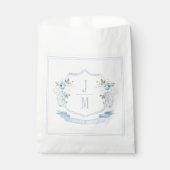 Blue Floral Crest Wedding Monogram Bedankzakje (Voorkant)