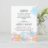 Blue Floral Crib Islamic baby boy Aqiqa Aqeeqa   Kaart (Staand voorkant)