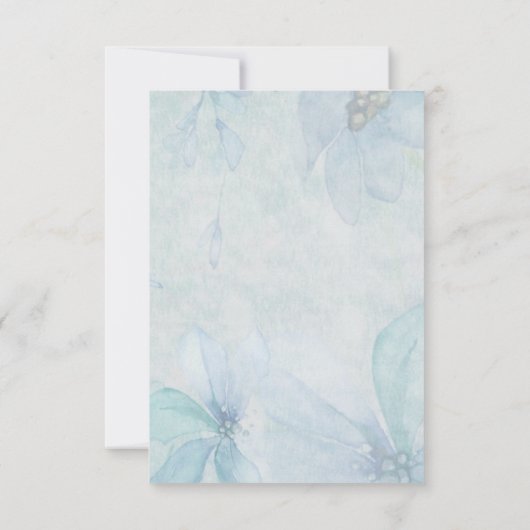 Blue Floral Cross Baby Uitnodiging (Achterkant)