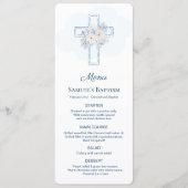 Blue Floral Cross Baptism Menu (Voorkant)