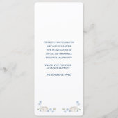 Blue Floral Cross Baptism Menu (Achterkant)