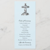 Blue Floral Cross Christelijk huwelijksprogramma Programmakaart (Achterkant)